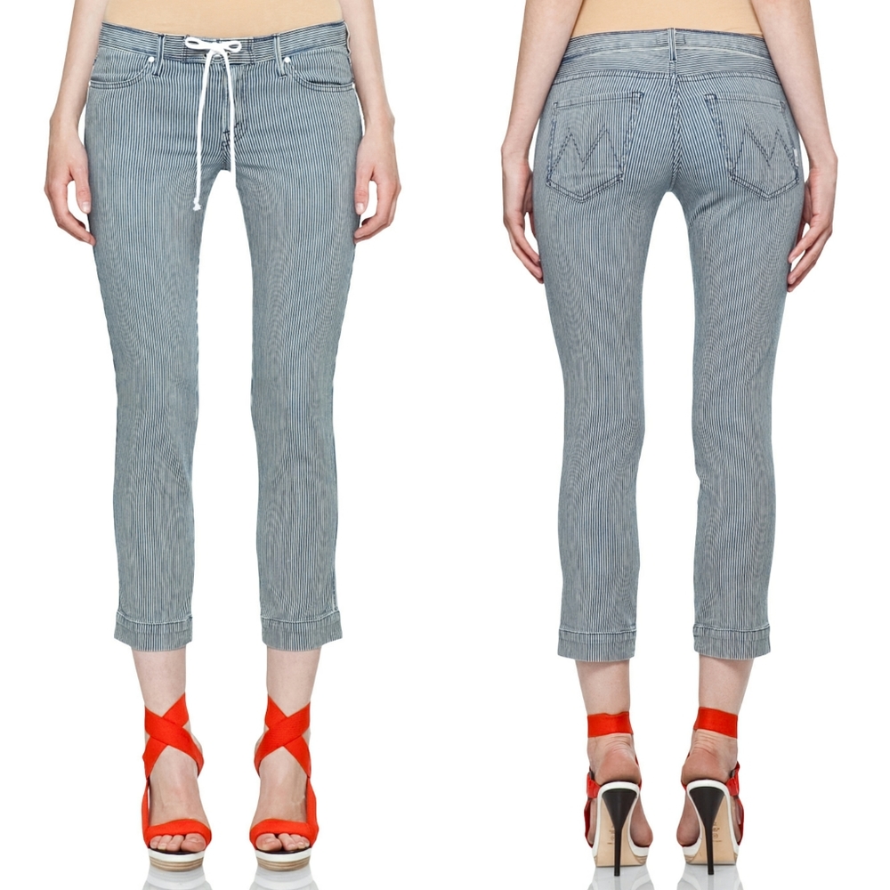 Lace up Striped Jeans